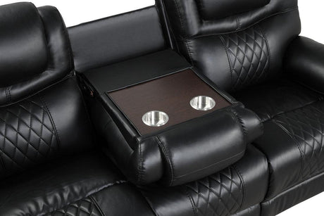 Galveston Black Modern Sleek Contemporary Faux Leather 3Pc Oversize Reclining Set - Ella Furniture