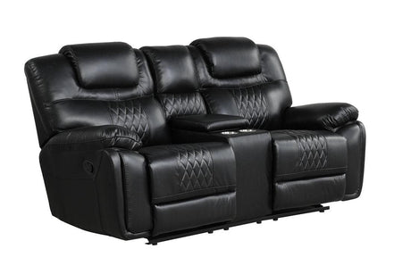 Galveston Black Modern Sleek Contemporary Faux Leather 3Pc Oversize Reclining Set - Ella Furniture