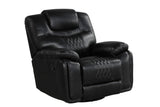 Galveston Black Modern Sleek Contemporary Faux Leather 3Pc Oversize Reclining Set - Ella Furniture