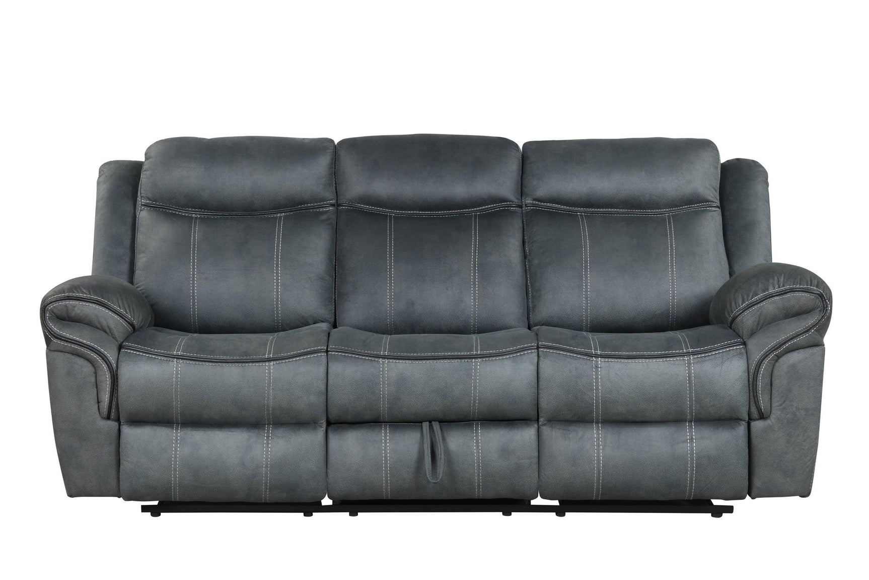Andres Grey Modern Sleek Faux Leather Upholstered 3Pc Reclining Living Room Set - Ella Furniture