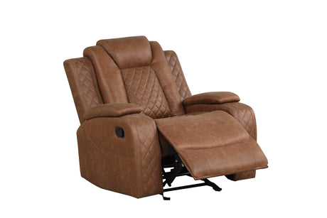Luz Tan Modern Sleek Contemporary Faux Leather Polyester 3Pc Reclining Set - Ella Furniture