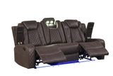 Luz Chocolate Modern Sleek Contemporary Faux Leather Polyester 3Pc Reclining Set - Ella Furniture