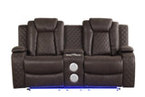 Luz Chocolate Modern Sleek Contemporary Faux Leather Polyester 3Pc Reclining Set - Ella Furniture