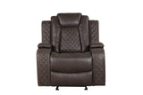 Luz Chocolate Modern Sleek Contemporary Faux Leather Polyester 3Pc Reclining Set - Ella Furniture