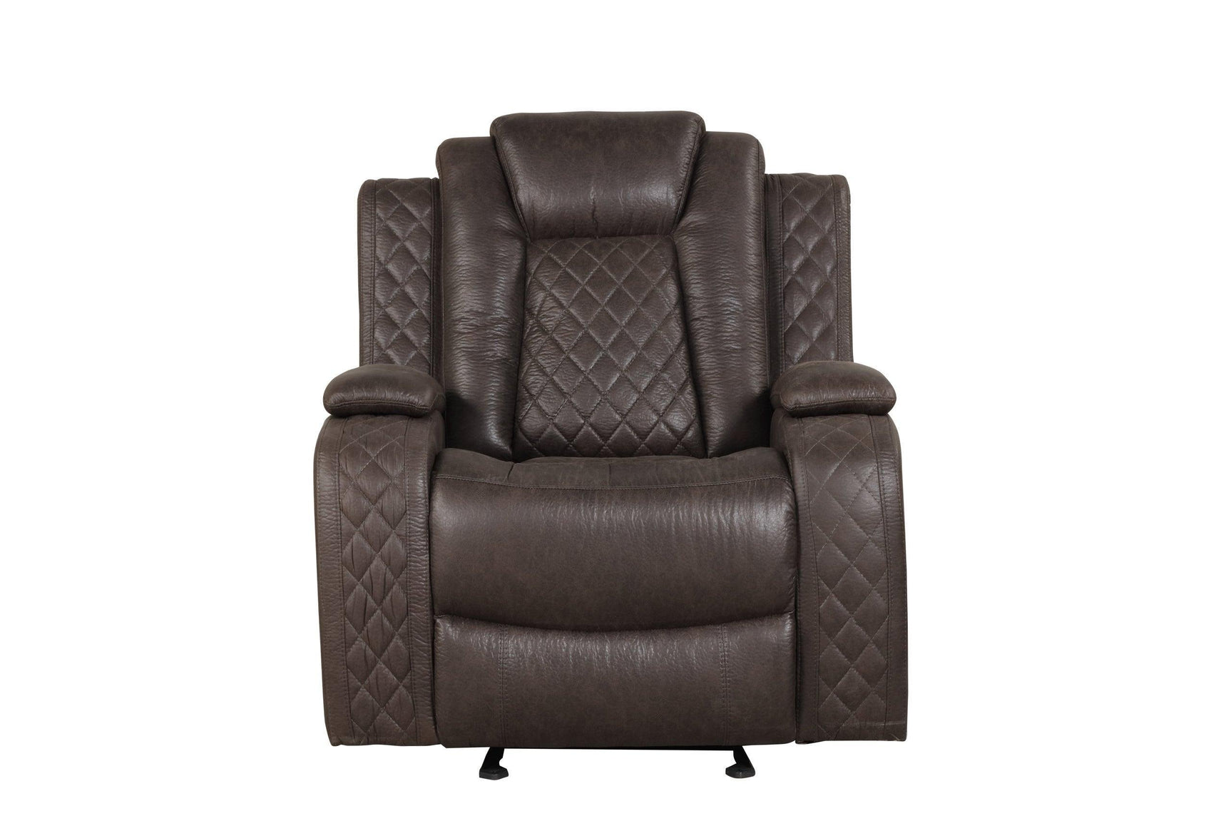 Luz Chocolate Modern Sleek Contemporary Faux Leather Polyester 3Pc Reclining Set - Ella Furniture