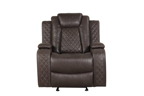 Luz Chocolate Modern Sleek Contemporary Faux Leather Polyester 3Pc Reclining Set - Ella Furniture