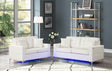 Miami White Modern Contemporary Faux Leather Tufted 2Pc Sofa & Loveseat Set (Led Lights) - Ella Furniture