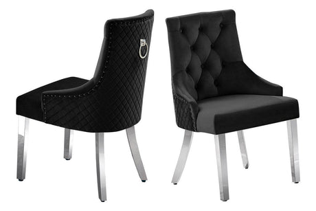Dana Black Modern Contemporary Metal Genuine Marble Tufted Velvet Dining Table + 6 Chair Set - Ella Furniture