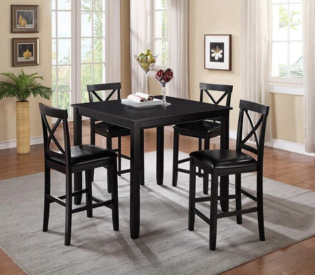 Tahoe Dark Espresso Modern Solid Wood And Birch Veneers Pub Table + 4 Chairs Dining Set - Ella Furniture