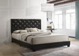 Ridenhour Black Modern Traditional Solid Wood Faux Leather Upholstered Tufted Platform Queen Bed - Ella Furniture