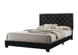 Ridenhour Black Modern Traditional Solid Wood Faux Leather Upholstered Tufted Platform Full Bed - Ella Furniture