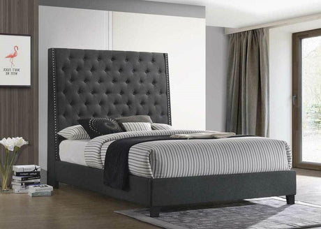 Austin Grey Linen Modern Fabric Upholstered Tufted Queen Bed - Ella Furniture
