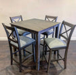 Tahoe Gray Modern Solid Wood And Birch Veneers Pub Table + 4 Chairs Dining Set - Ella Furniture