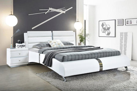 Vegas White Modern Faux Leather Upholstered Platform King Bed - Ella Furniture