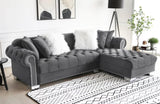 Royal Grey Modern Contemporary Metal Velvet Tufted Sectional - Ella Furniture