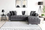 Royal Grey Modern Contemporary Metal Velvet Tufted Sectional - Ella Furniture