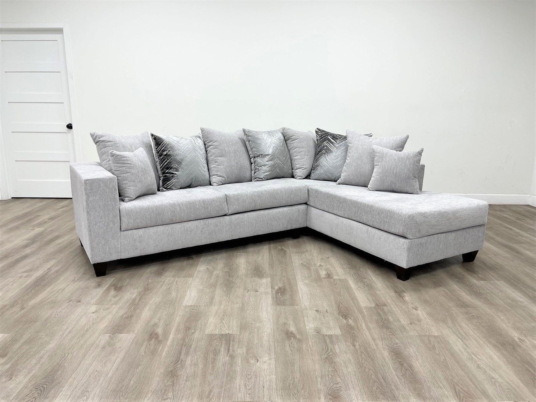 Dove Gray Modern Contemporary Thick Fabric Upholstered Sectional - Ella Furniture