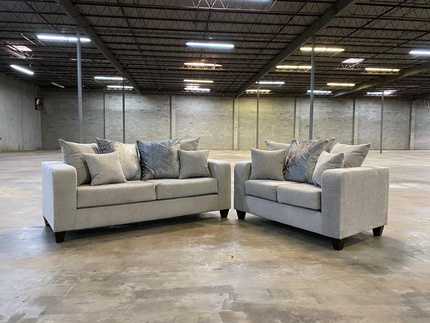 Dove Gray Modern Contemporary Fabric Sofa & Loveseat - Ella Furniture