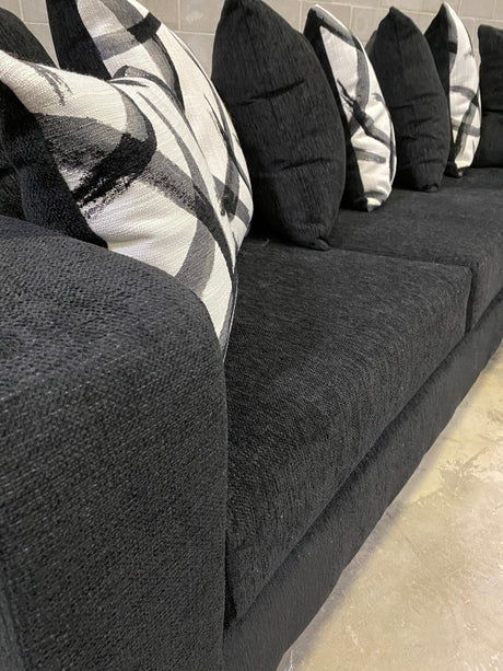Black Modern Contemporary Velvet Upholstered Sectional - Ella Furniture