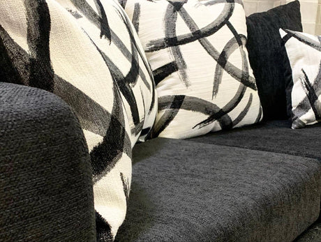 Monroe Black Modern Contemporary Chenille Fabric Upholstered Sofa & Loveseat Set - Ella Furniture
