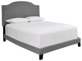 Adelloni Gray Modern Traditional Solid Wood Fabric Upholstered Platform Queen Bed - Ella Furniture