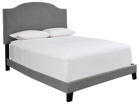 Adelloni Gray Modern Traditional Solid Wood Fabric Upholstered Platform Queen Bed - Ella Furniture