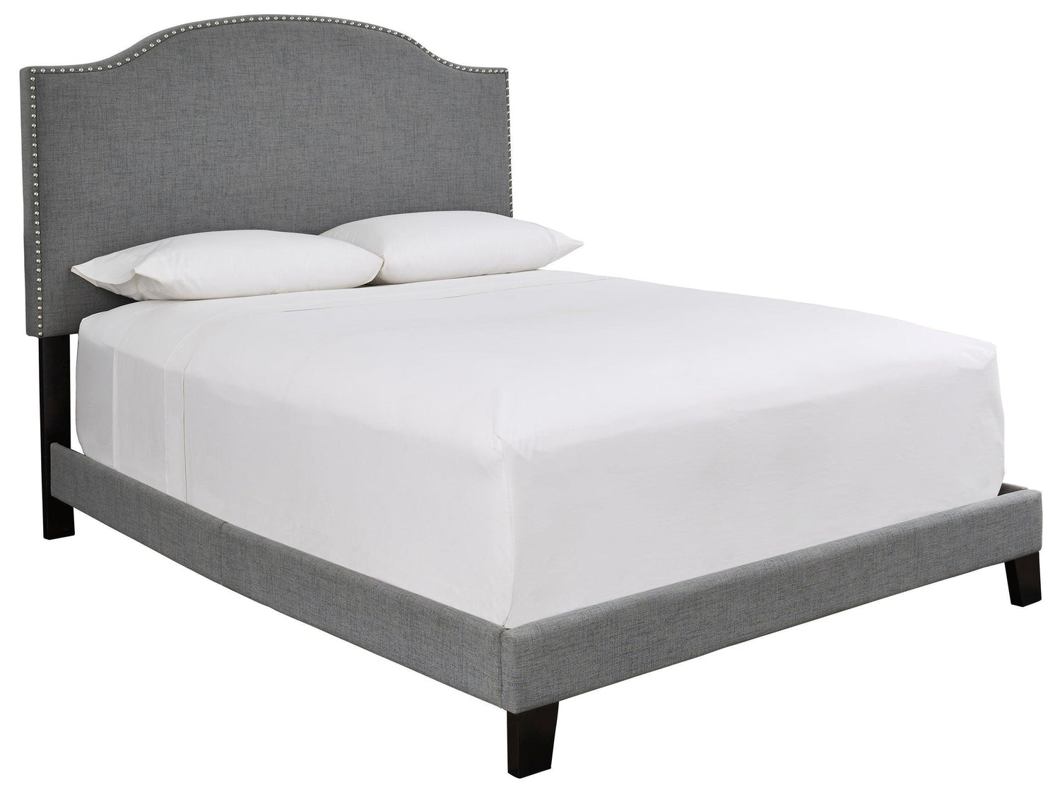 Adelloni Gray Modern Traditional Solid Wood Fabric Upholstered Platform King Bed - Ella Furniture
