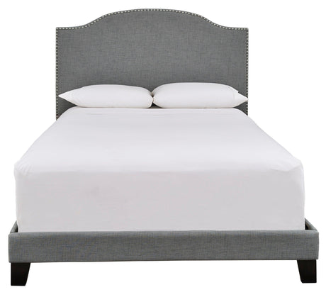 Adelloni Gray Modern Traditional Solid Wood Fabric Upholstered Platform Queen Bed - Ella Furniture