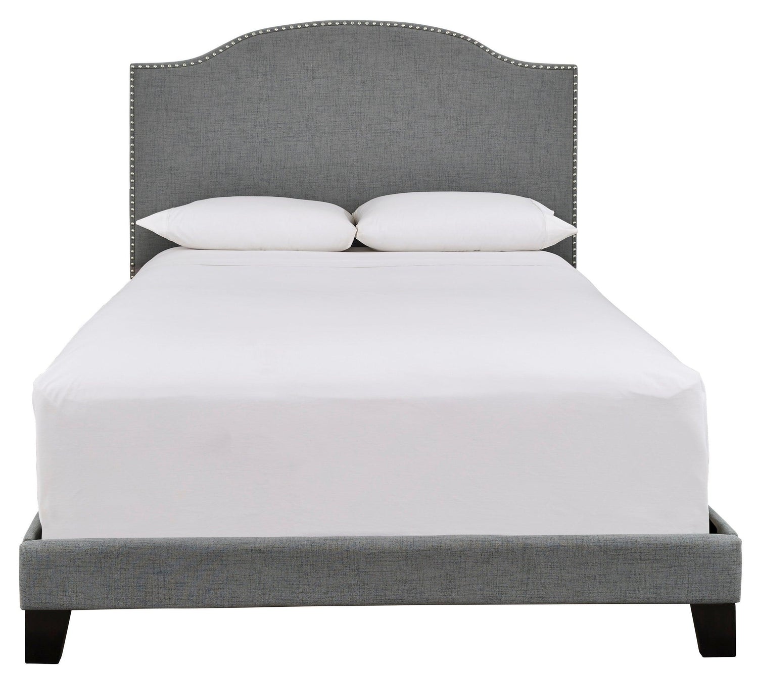 Adelloni Gray Modern Traditional Solid Wood Fabric Upholstered Platform King Bed - Ella Furniture