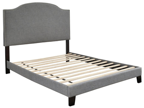 Adelloni Gray Modern Traditional Solid Wood Fabric Upholstered Platform Queen Bed - Ella Furniture