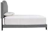 Adelloni Gray Modern Traditional Solid Wood Fabric Upholstered Platform Queen Bed - Ella Furniture