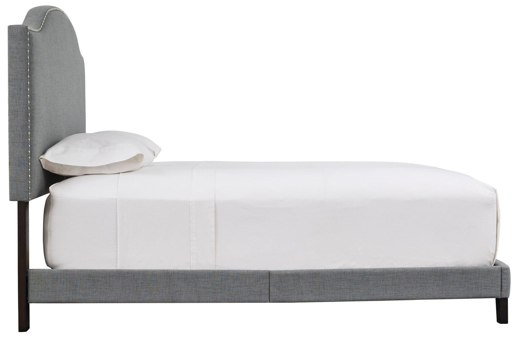 Adelloni Gray Modern Traditional Solid Wood Fabric Upholstered Platform Queen Bed - Ella Furniture