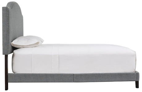 Adelloni Gray Modern Traditional Solid Wood Fabric Upholstered Platform Queen Bed - Ella Furniture