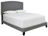 Adelloni Gray Modern Sleek Traditional Solid Wood Fabric Upholstered Tufted Platform King Bed - Ella Furniture