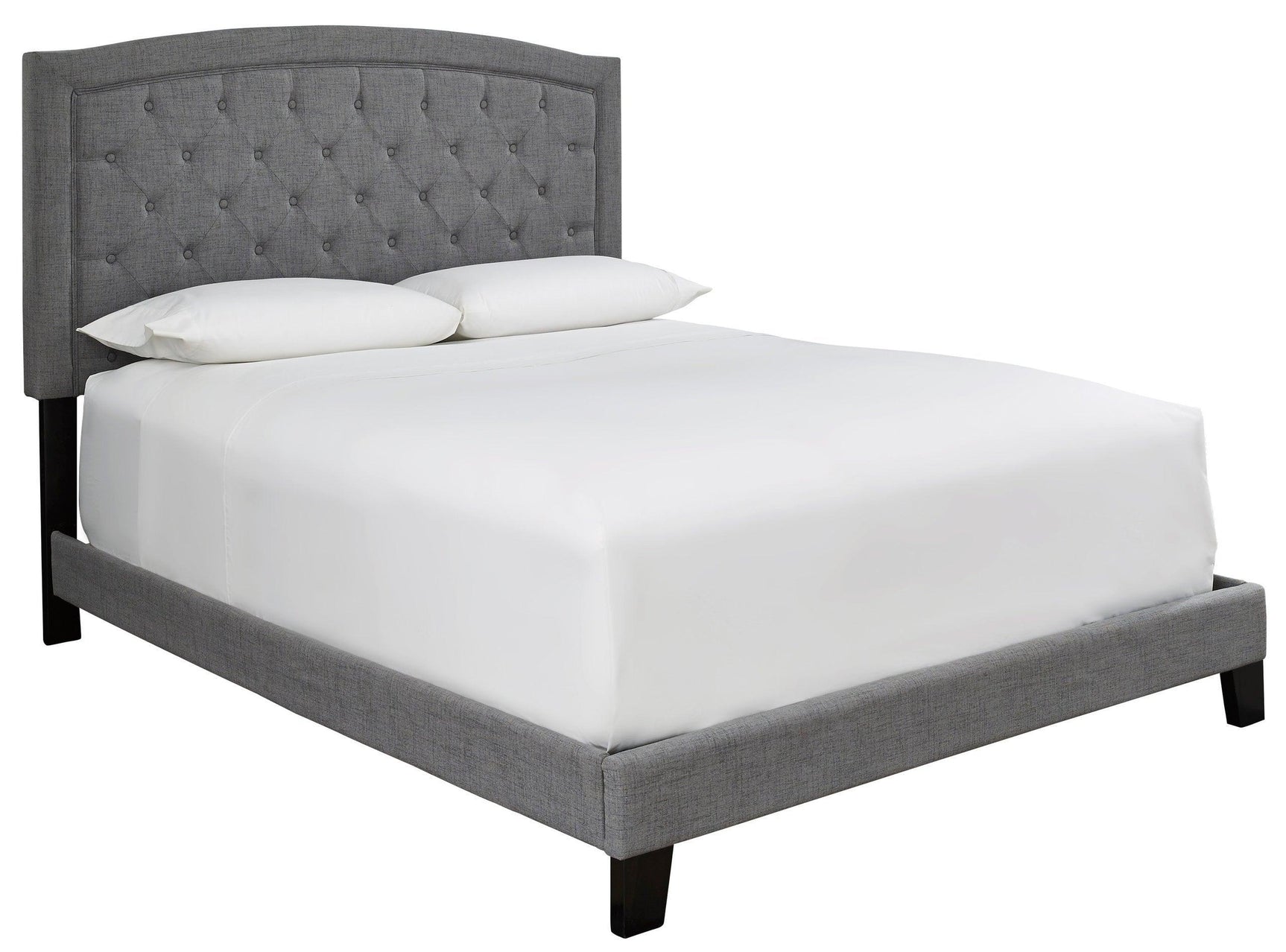 Adelloni Gray Modern Sleek Traditional Solid Wood Fabric Upholstered Tufted Platform King Bed - Ella Furniture