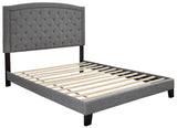 Adelloni Gray Modern Sleek Traditional Solid Wood Fabric Upholstered Tufted Platform Queen Bed - Ella Furniture