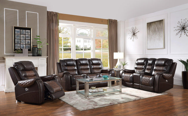 Harley Brown Power Genuine Top Grain Leather Reclining Set - Ella Furniture