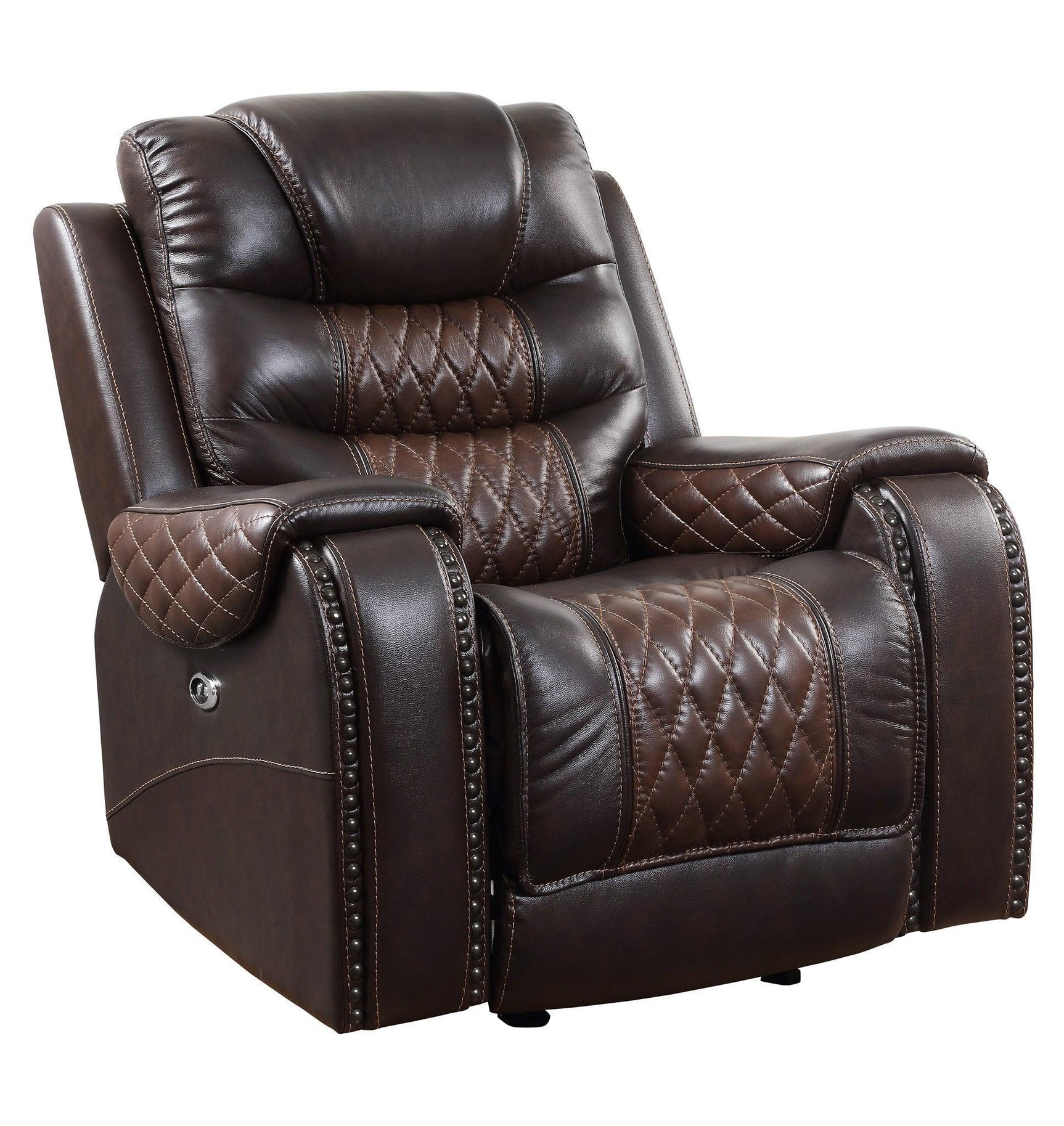 Harley Brown Power Genuine Top Grain Leather Reclining Set - Ella Furniture