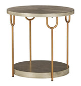 Ranoka Beige/Gold Modern Contemporary Ash Metal Wood Round Tables Set - Ella Furniture