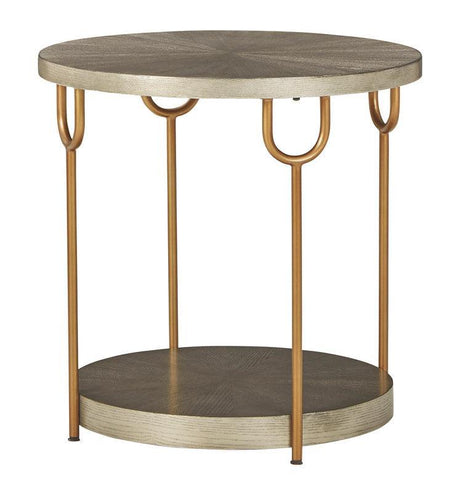 Ranoka Beige/Gold Modern Contemporary Ash Metal Wood Round Tables Set - Ella Furniture