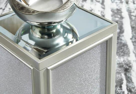 Traleena Silver Modern Contemporary Glass Wood Rectangular/Square Nesting End Table Set with Storage And Mirrored - Ella Furniture